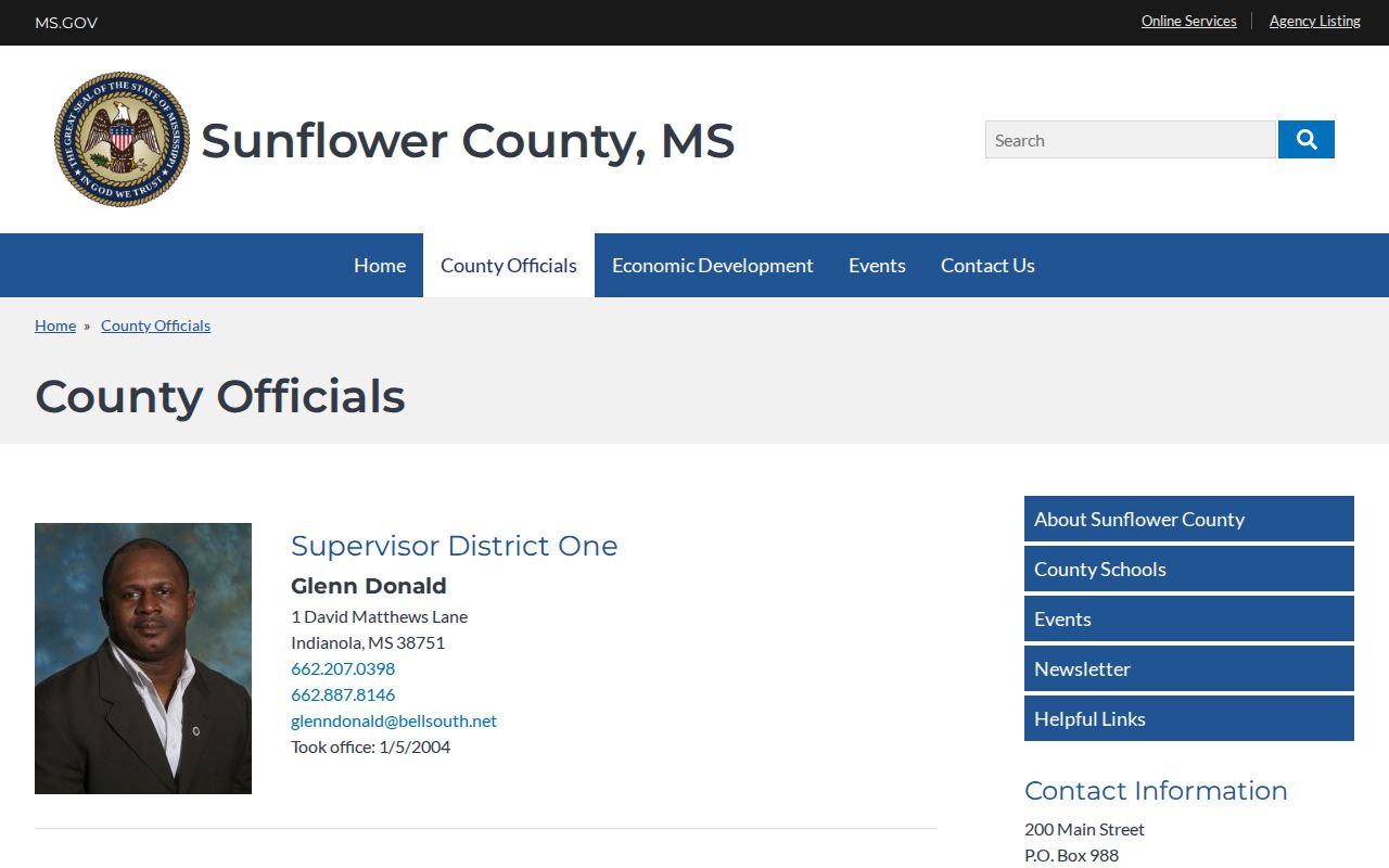 Sunflower County released inmate record contacts on the county officials page
